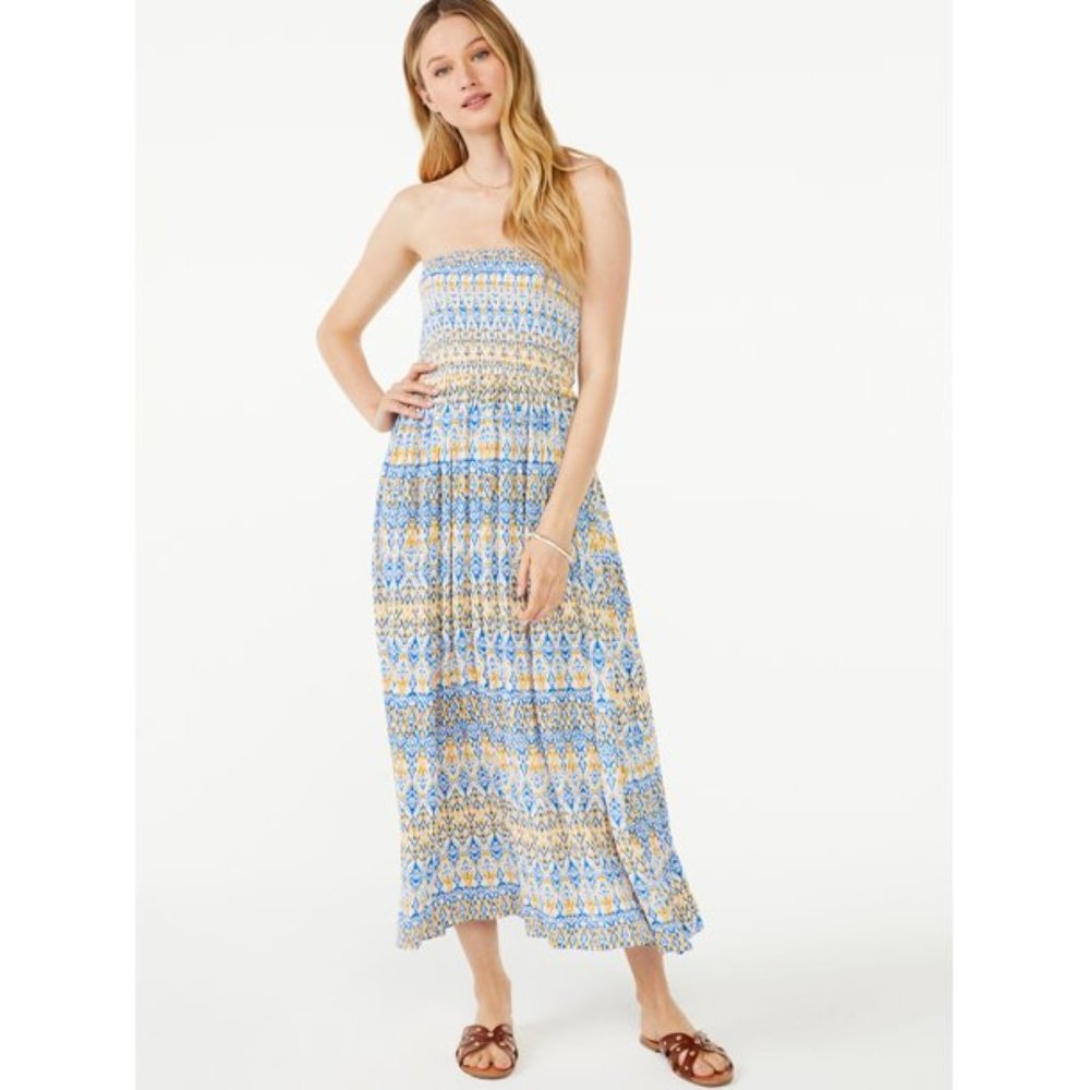 Strapless Smocked  Maxi Sun Dress Swim Cover Sz XXL 20 NWT
